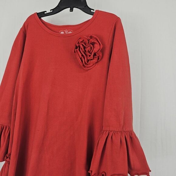 Ruffle Butts 3/4 Bell Sleeve Girls Size 8 Ruffle Top Red Blouse Tunic - Picture 3 of 5
